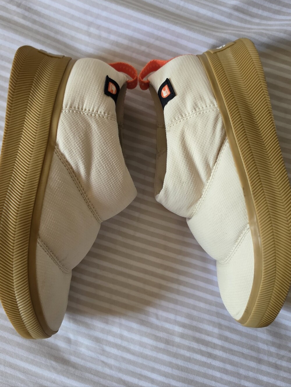 Sorel Women’s Cream Canvas Slip-On Bootie Camp Shoes with Gum Sole